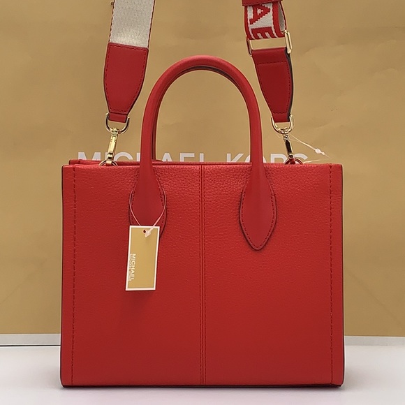 MICHAEL KORS MIRELLA SMALL SHOPPER TOP ZIP XBODY BRIGHT RED COLOR - Picture 10 of 16